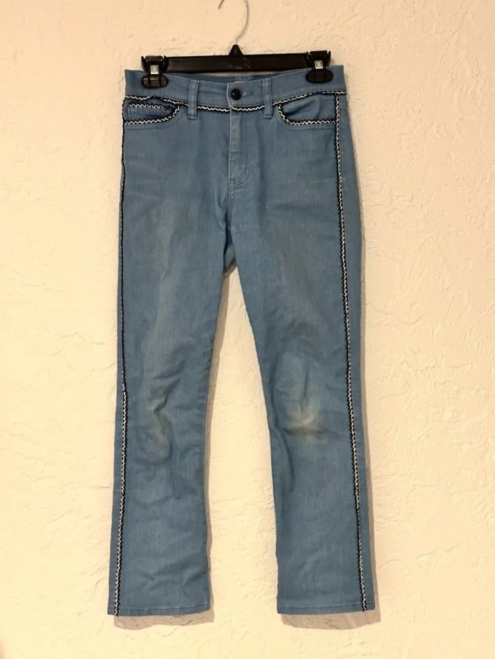 Tory Burch Light Wash Ruffle Trim Capri Jeans Size 24